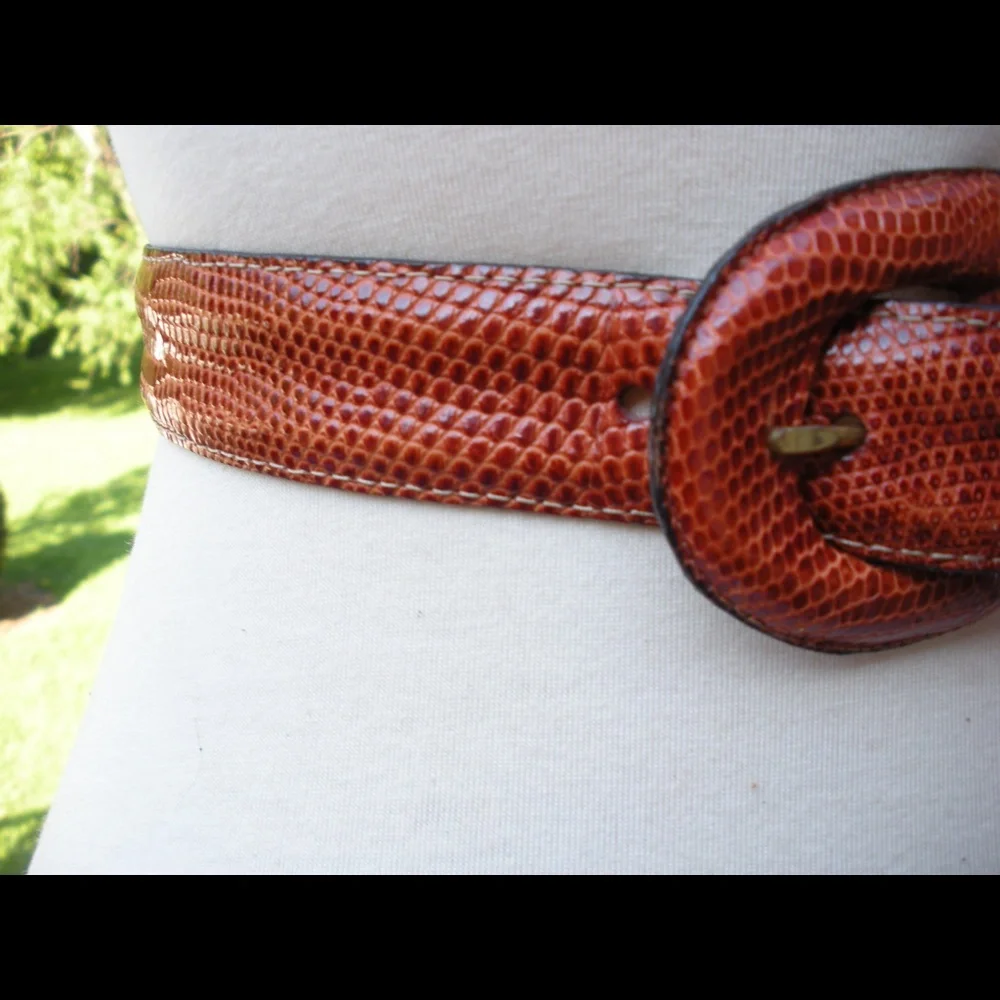 Vintage Brown Lizard Leather Belt